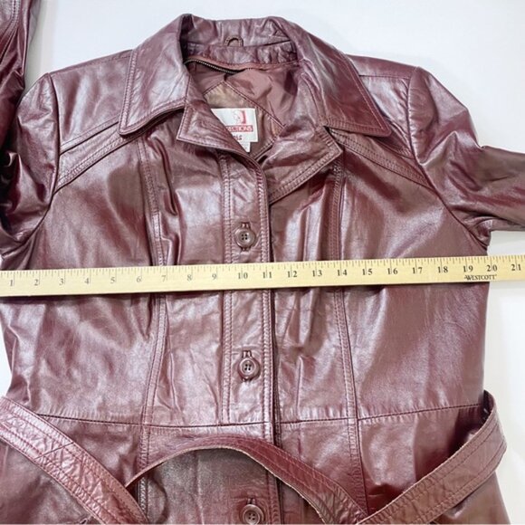 Classic Directions Leather Chestnut Button Front Fully Lined Leather Jacket Sz12 - Picture 6 of 12